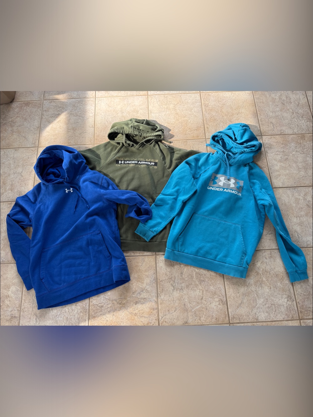Under Armour Trio Pullover Hoodies in Blue, Teal & Olive